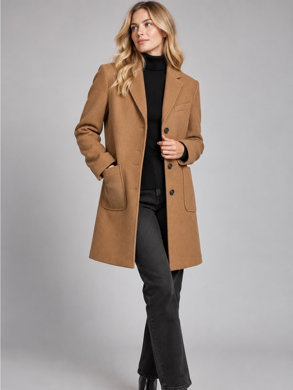 Old Navy Women’s Camel Wool-Blend Pea Coat